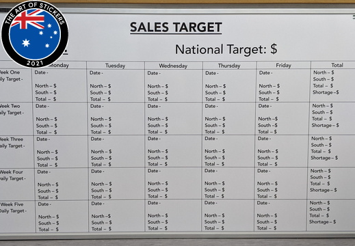 Custom Printed Dry Erase Laminated Sales Target Business Whiteboard