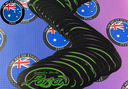 Bulk Custom Printed Contour Cut Die-Cut Australia Wants Poison Vinyl Business Stickers
