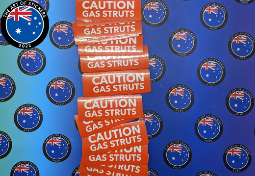 Bulk Custom Printed Contour Cut Die-Cut Caution Gas Struts Vinyl Business Stickers