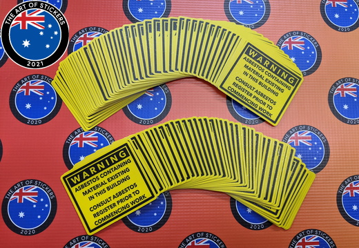 Bulk Custom Printed Contour Cut Die-Cut Warning Asbestos Vinyl Business Stickers