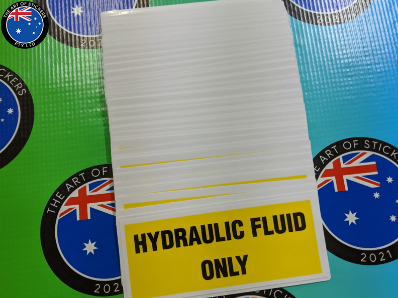 Bulk Custom Printed Contour Cut Die-Cut Hydraulic Fluid Only Vinyl Business Stickers