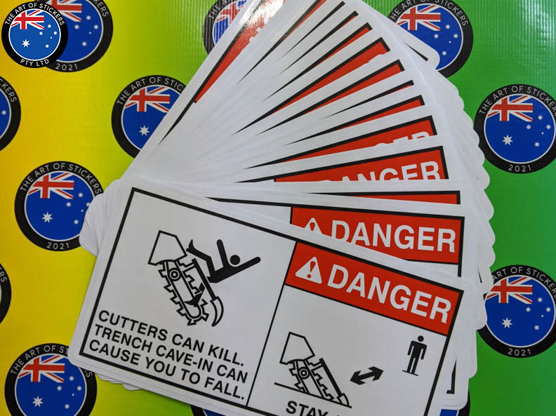 Bulk Custom Printed Contour Cut Die-Cut Dangerous Machinery Vinyl Business Safety Stickers