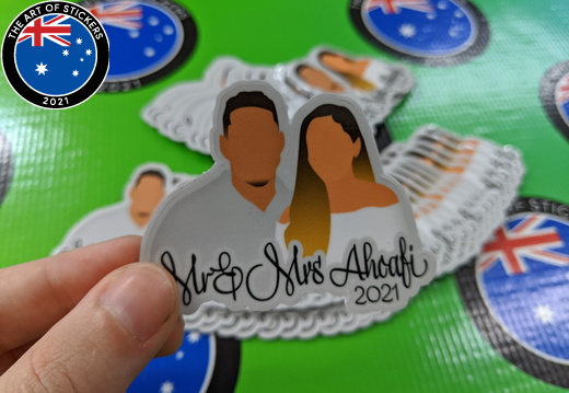 Bulk Custom Printed Contour Cut Die-Cut Mr & Mrs Vinyl Wedding Stickers