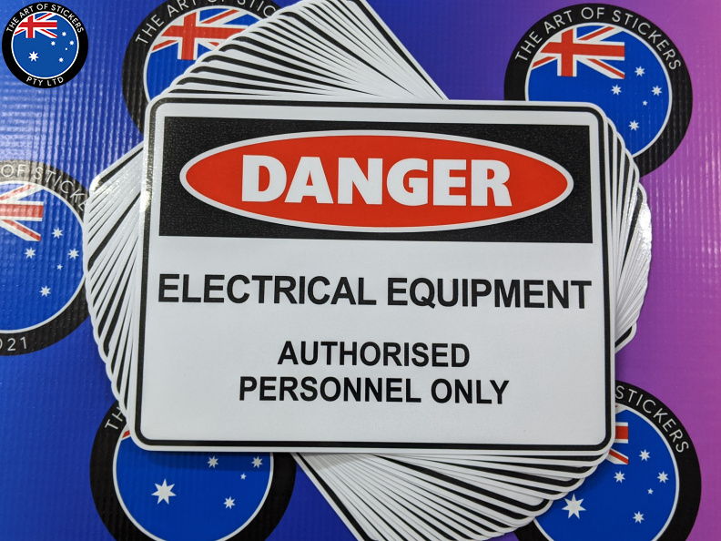 Bulk Catalogue Printed Contour Cut Die-Cut Danger Electrical Equipment Vinyl Business Stickers