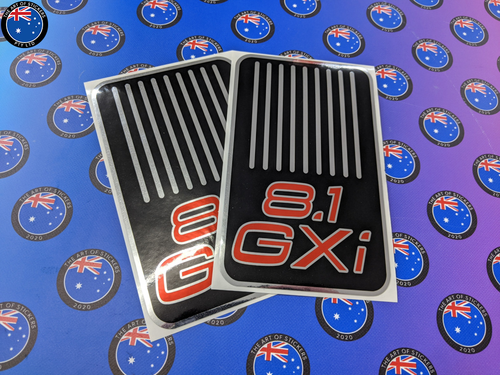 Custom Printed Contour Cut 8.1 GXI Chrome Vinyl Business Stickers