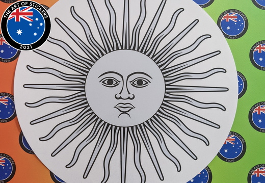 Custom Printed Contour Cut Die-Cut Argentinian Sun Vinyl Stickers