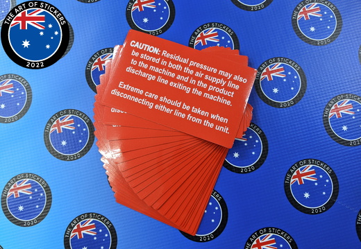 Bulk Custom Printed Contour Cut Die-Cut Caution Air Pressure Vinyl Business Safety Stickers