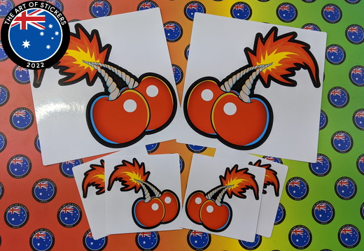 Custom Printed Contour Cut Die-Cut Cherry Bomb Vinyl Stickers