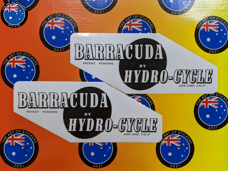 Custom Printed Contour Cut Die-Cut Barracuda by Hydro Cycle Vinyl Business Stickers
