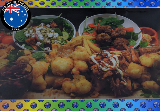 Custom Printed Contour Cut Food Dishes Vinyl Business Sticker
