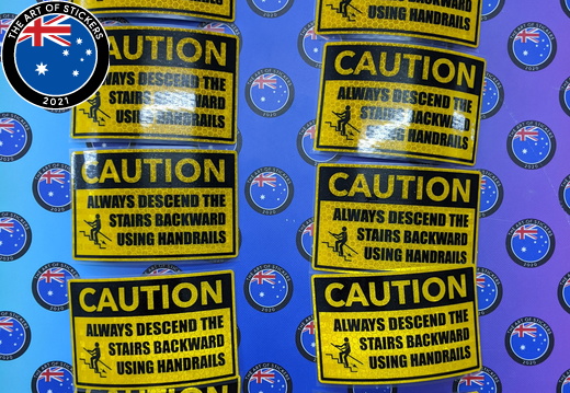 Custom Printed Contour Cut Caution Reflective Vinyl Business Stickers
