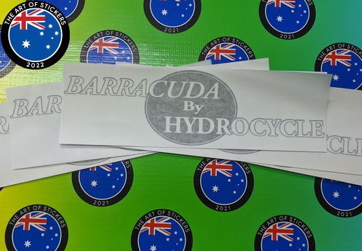 Custom Printed Contour Cut Barracuda by Hydro Cycle Vinyl Business Stickers