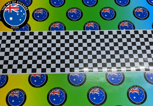 Custom Printed Contour Cut Chequered Pattern Vinyl Stickers