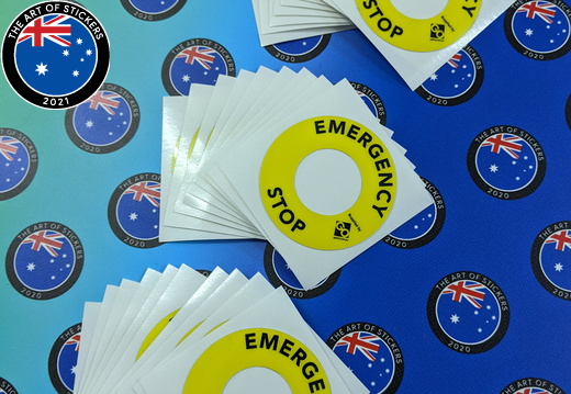 Custom Printed Contour Cut Go industrial Emergency Stop Vinyl Business Stickers
