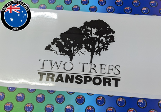 Custom Printed Contour Cut Two Trees Transport Vinyl Business Sticker
