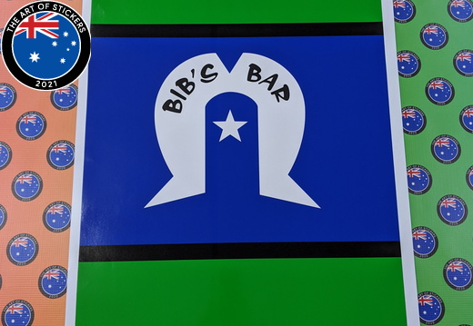 Custom Printed Contour Cut Bib’s Bar Vinyl Torres Strait Business Logo Stickers