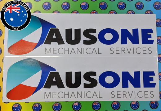 Custom Printed Contour Cut AusOne Mechanical Services Vinyl Business Logo Stickers
