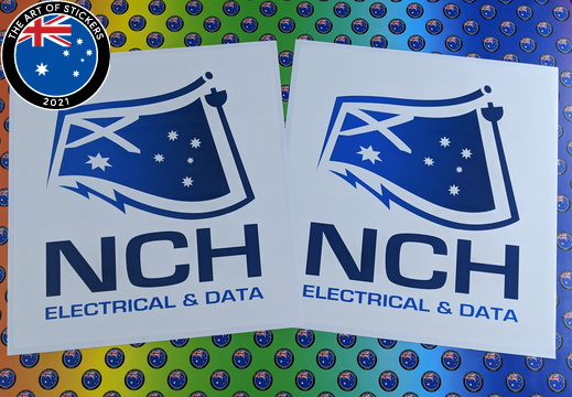 Custom Printed Contour Cut NCH Electrical and Data Vinyl Business Logo Stickers