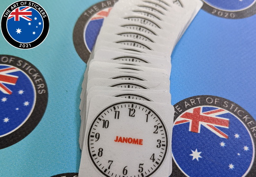 Bulk Custom Printed Contour Cut Die-Cut Janome Clock Vinyl Business Stickers 