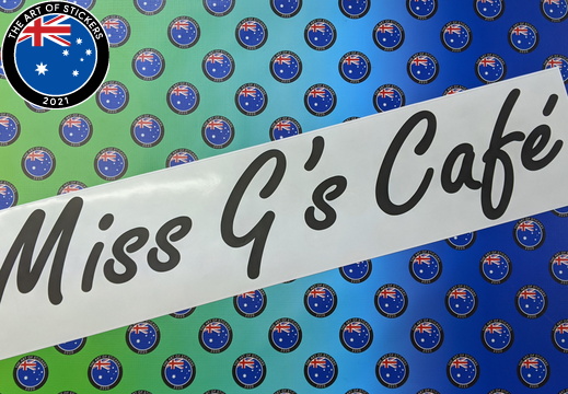 Custom Printed Contour Cut Miss G's Cafe Vinyl Business Logo Stickers