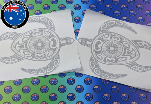 Custom Printed Contour Cut Tribal Turtle Vinyl Stickers