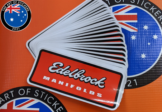 Bulk Custom Printed Contour Cut Die-Cut Edelbrock Manifolds Vinyl Business Logo Stickers