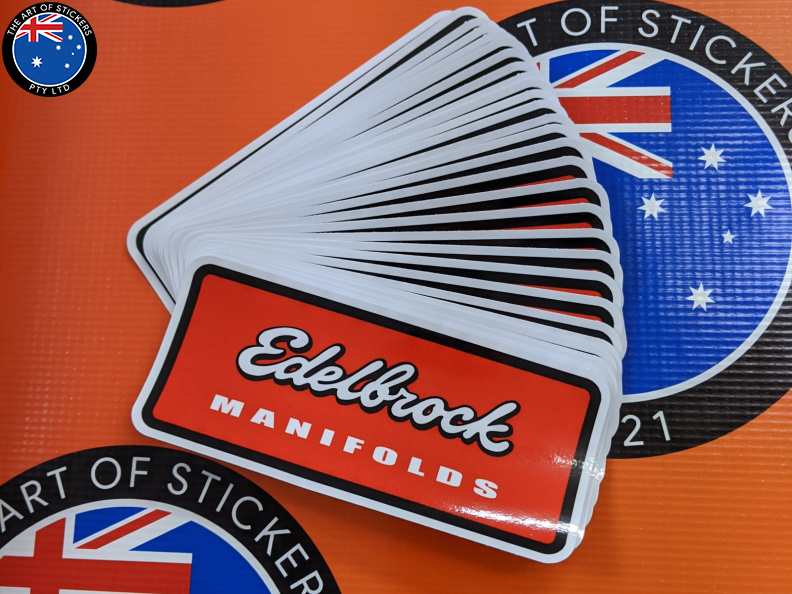 Bulk Custom Printed Contour Cut Die-Cut Edelbrock Manifolds Vinyl Business Logo Stickers