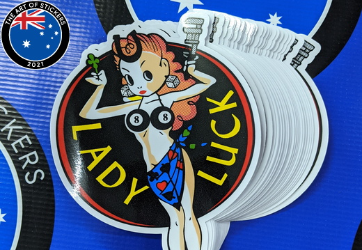 Bulk Custom Printed Contour Cut Die-Cut Lady Luck Vinyl Business Logo Stickers