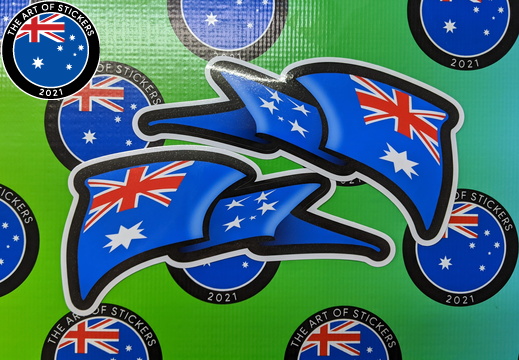 Catalogue Printed Contour Cut Die-Cut Australia Flag Wave Vinyl Stickers