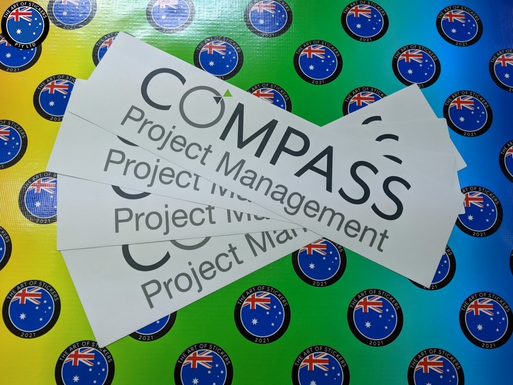 Custom Printed Contour Cut Die-Cut Compass Project Management Vinyl Business Stickers