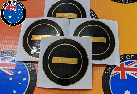 Custom Printed Contour Cut Die-Cut Mirror Gold Simmons Vinyl Business Logo Stickers