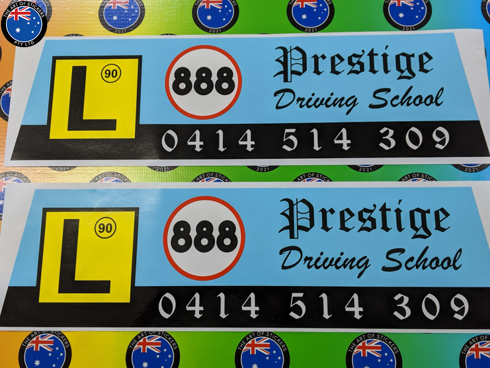 Custom Printed Contour Cut Prestige Driving School Vinyl Business Car Signage Stickers