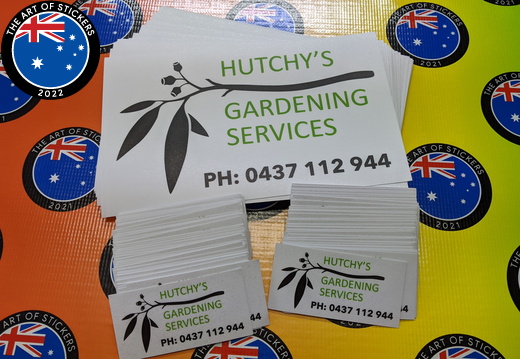 Bulk Custom Printed Contour Cut Die-Cut Hutchy's Gardening Services Vinyl Business Logo Stickers