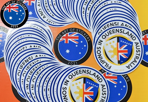 Bulk Custom Printed Contour Cut Die-Cut Filipinos in Queensland Australia Vinyl Business Logo Stickers