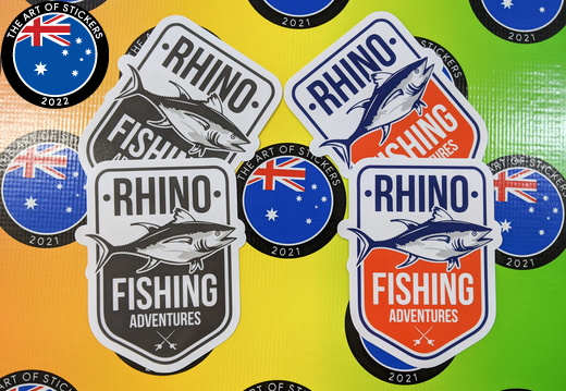 Custom Printed Contour Cut Die-Cut Rhino Fishing Adventures Vinyl Business Logo Stickers
