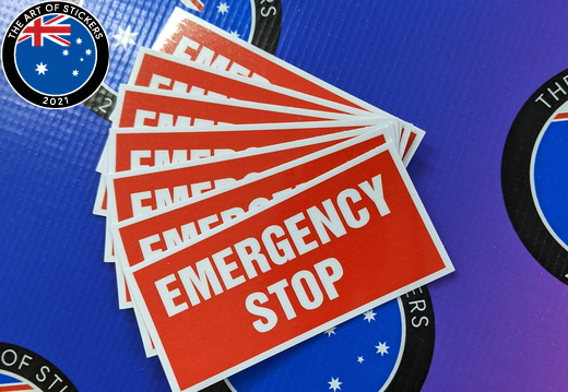 Custom Printed Contour Cut Die-Cut Emergency Stop Vinyl Business Safety Stickers