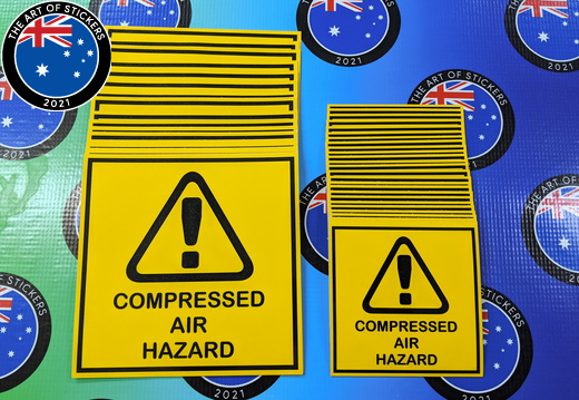 Bulk Custom Printed Contour Cut Die-Cut Compressed Air Hazard Vinyl Business Safety Stickers