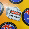 Catalogue Printed Contour Cut Die-Cut Danger 240 Volts Vinyl Business Safety Stickers