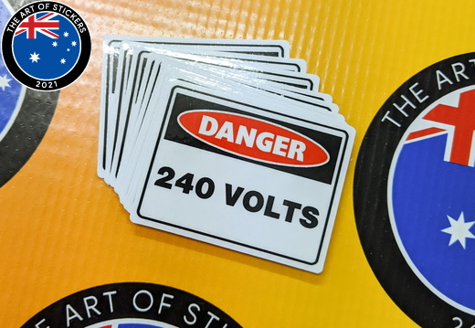 Catalogue Printed Contour Cut Die-Cut Danger 240 Volts Vinyl Business Safety Stickers
