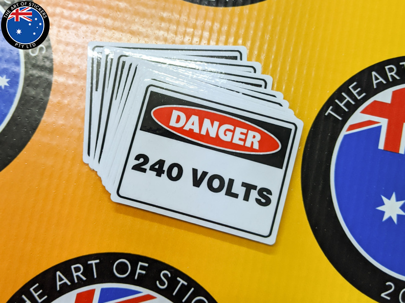 Catalogue Printed Contour Cut Die-Cut Danger 240 Volts Vinyl Business Safety Stickers