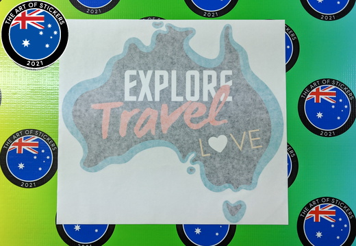 Custom Printed Contour Cut Explore Travel Love Australia Vinyl Stickers
