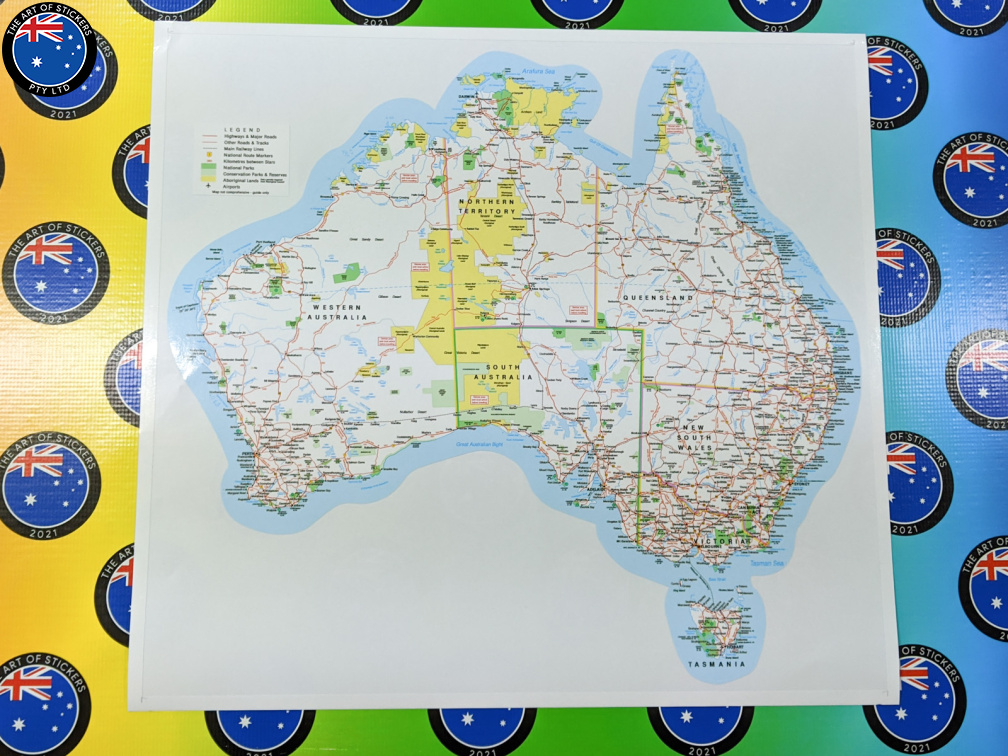 Catalogue Printed Contour Cut Die-Cut Australia Map Vinyl Decal Sticker