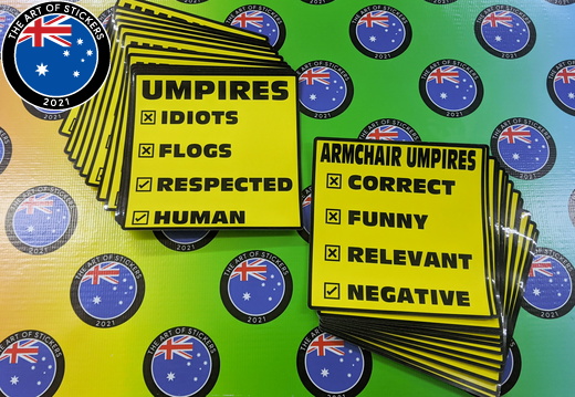 Bulk Custom Printed Contour Cut Die-Cut Umpires Versus Armchair Umpires Vinyl Stickers