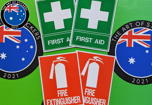 Catalogue Printed Contour Cut Die-Cut Firs Aid Fire Extinguisher Vinyl Stickers