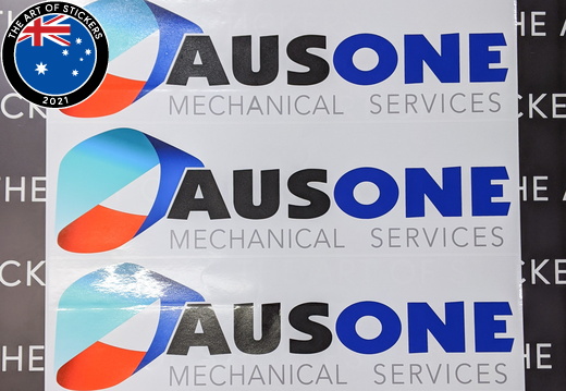 Custom Printed Contour Cut Ausone Mechanical Services Vinyl Business Logo Stickers