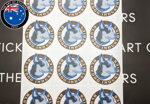 Custom Printed Contour Cut Bluedog Industries Vinyl Business Logo Stickers