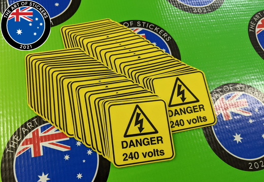 Custom Printed Contour Cut Die-Cut Danger 240 Volts Vinyl Business Safety Stickers