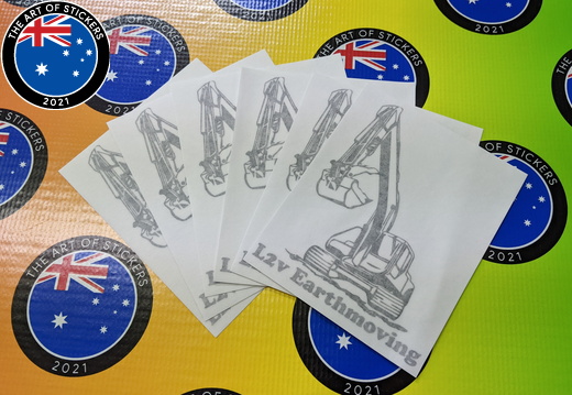 Custom Printed Contour Cut L2V Earthmoving Vinyl Business Logo Stickers