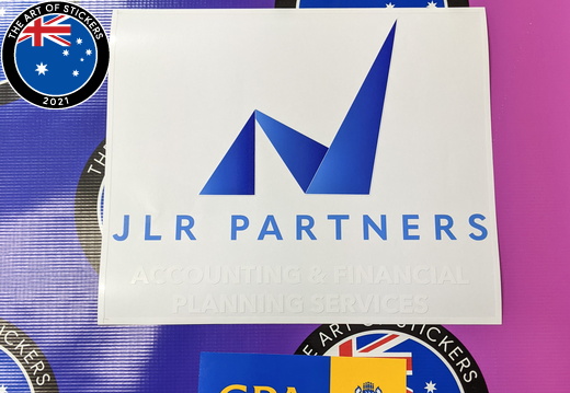 Custom Printed Contour Cut JLR Partners CPA Vinyl Business Logo Stickers