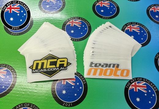 Bulk Custom Printed Contour Cut Die-Cut MCA Team Moto Cut Heavy Vinyl Business Stickers